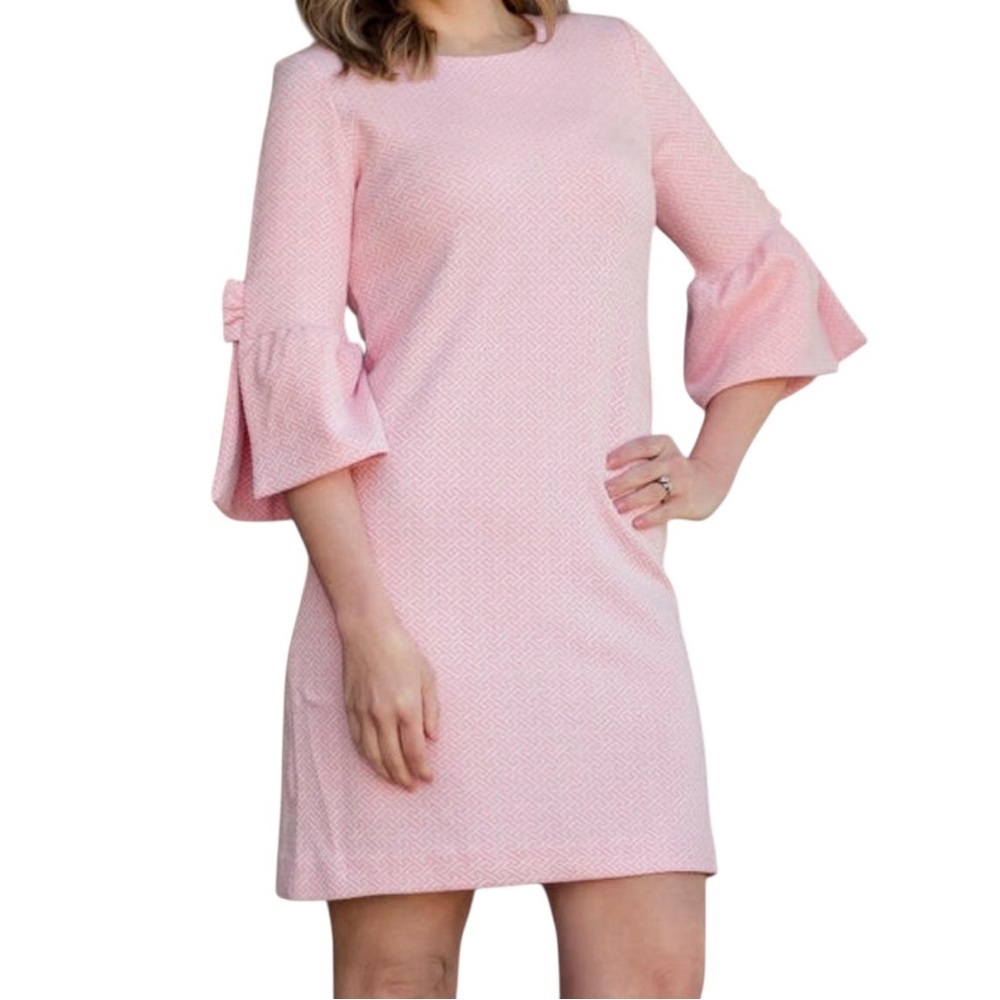 Tyler Boe ballet pink Sydney Textured bell sleeve dress above the knee large - Picture 2 of 12